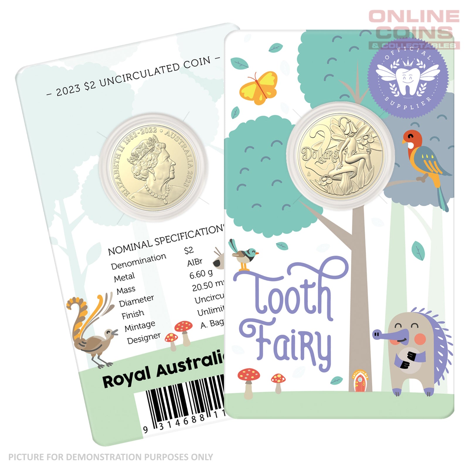 2023 $2 AlBr Uncirculated Carded Coin - Tooth Fairy